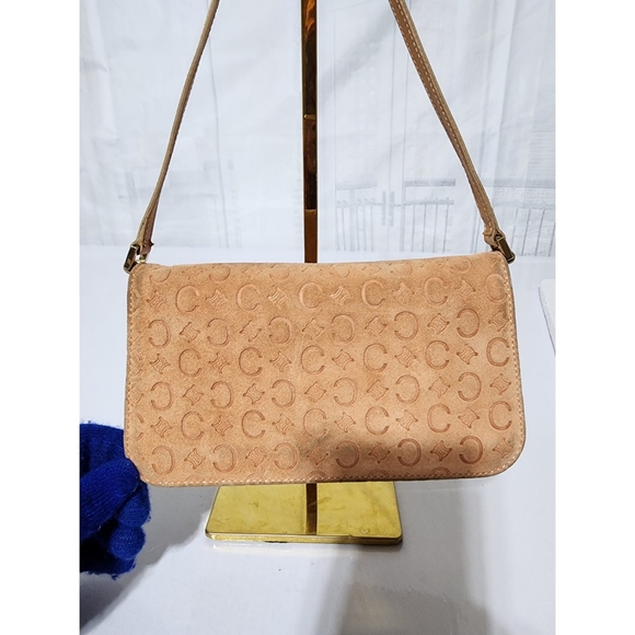 CELINE Vintage Macadam Suede Shoulder Bag Salmon Pink - Picture 10 of 16